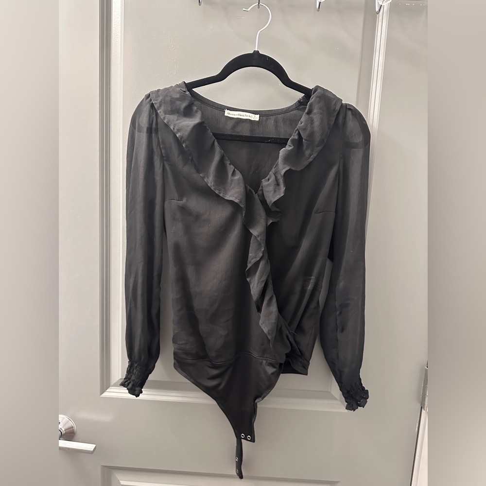 black ruffle blouse body suit from abercrombie and fitch